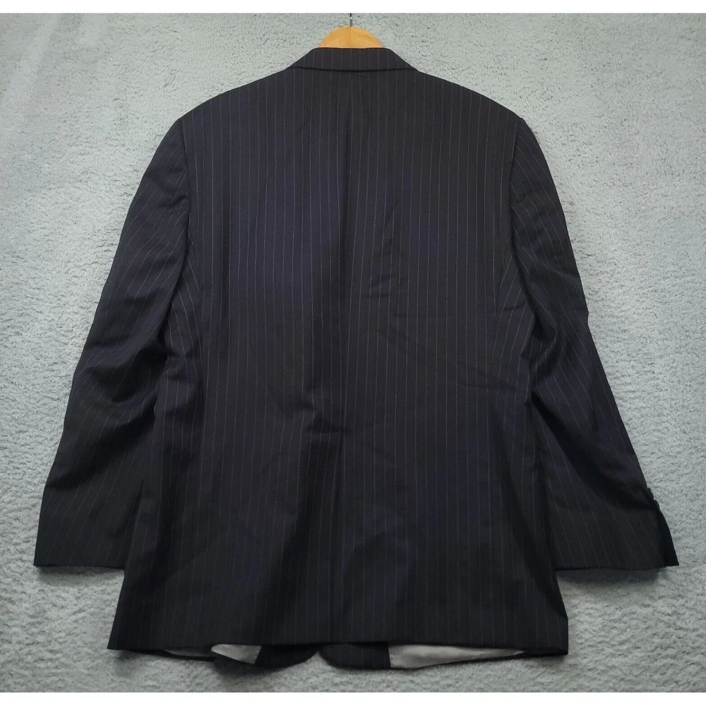 Hart Schaffner Marx Pinstripe Suit‎ Jacket Blazer Mens 42R Navy Wool EUC